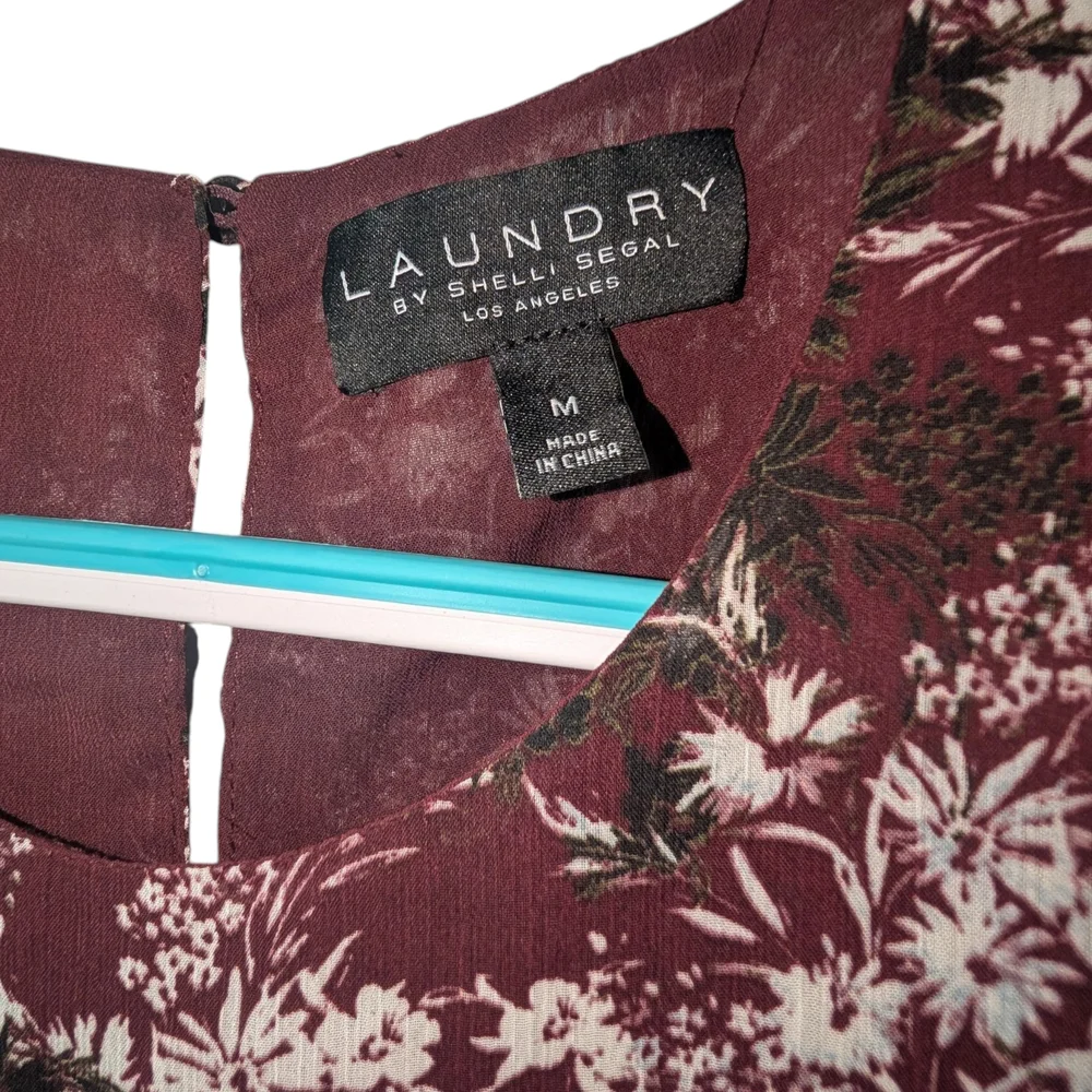 LAUNDRY BY SHELLI SEGAL WOMEN'S FLORAL SHIRRED SLEEVES AND SMOCKED WAIST SIZE M - Picture 5 of 11